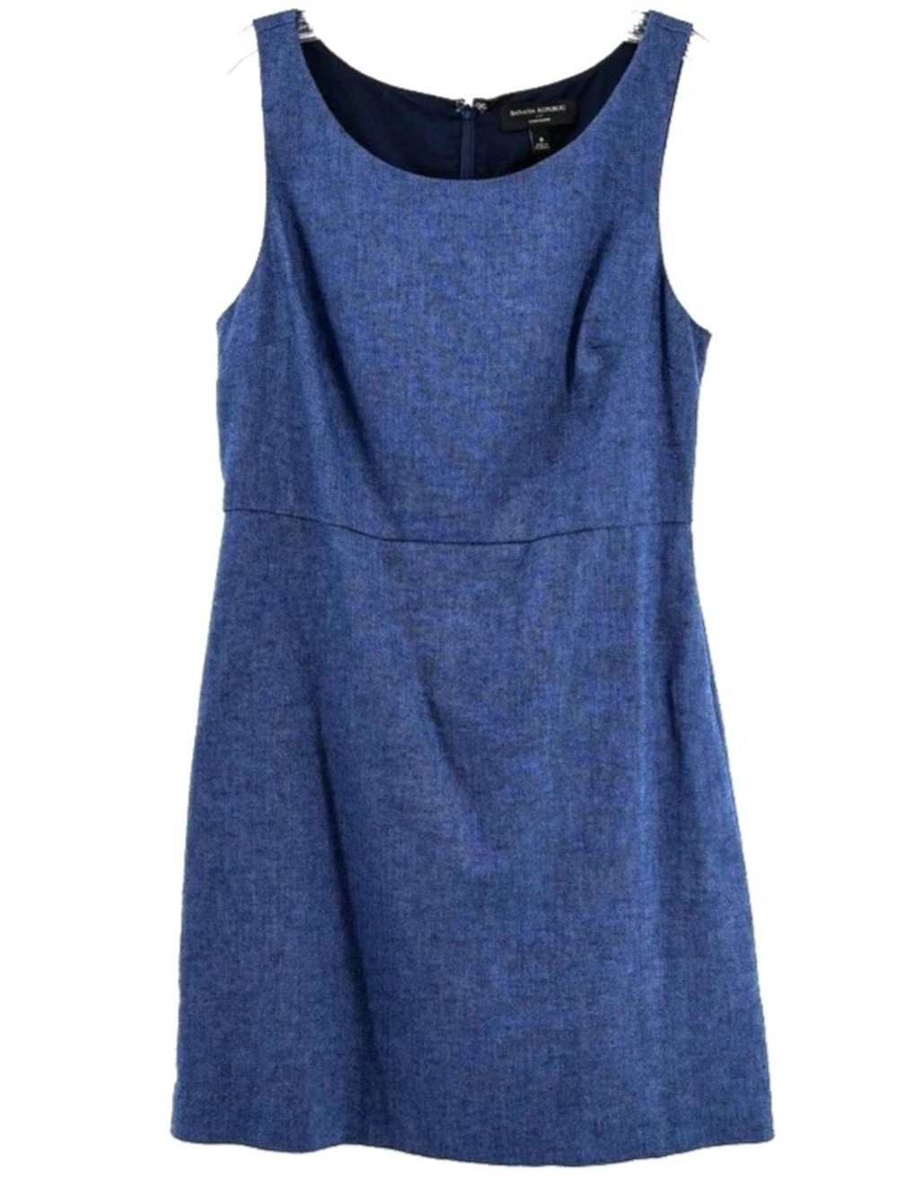 Banana Republic Blue Herringbone Linen Blend Office Dress NWT Size 0